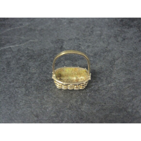 Miniature Vermeil Sterling Silver Woven Basket 1" - Picture 4 of 6